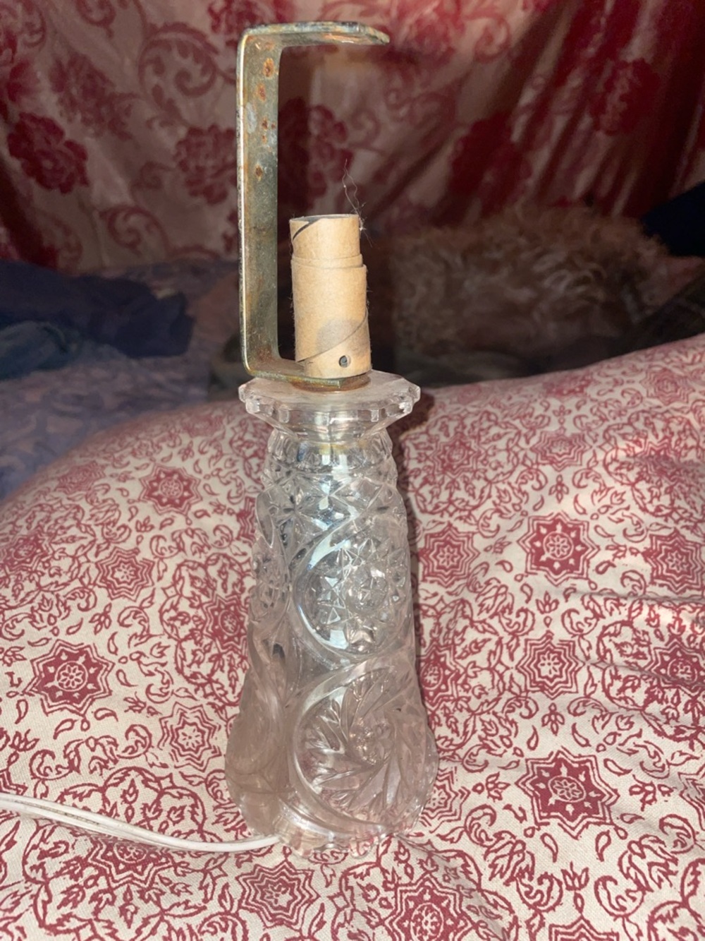 Clear Cut Glass Table Lamp Base - Vintage Style